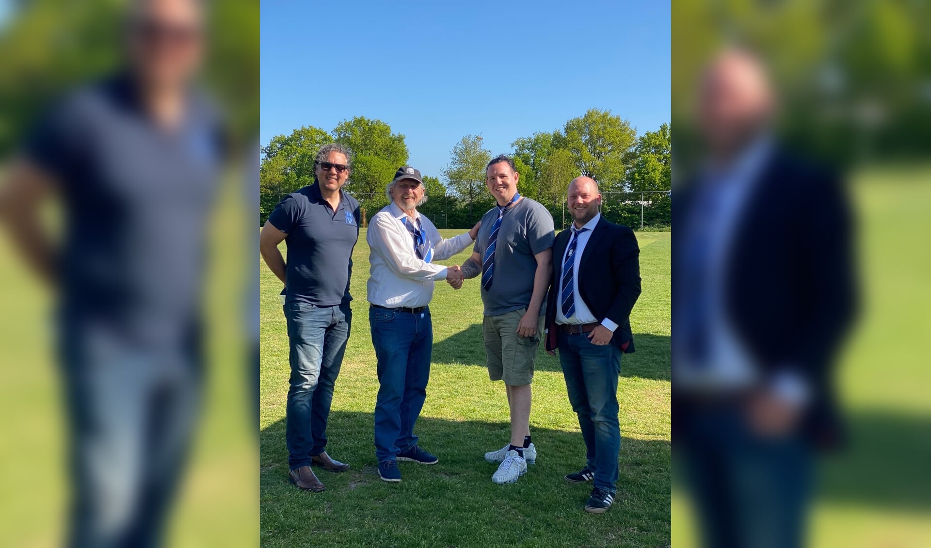 Op de foto: Neville Andrews (hoofd technische commissie RC Zwolle), Hans-Peter van Heusen (interim-coach), Reinier Laurijsen (nieuwe trainer-coach en Daan van Rooijen (voorzitter RC Zwolle)