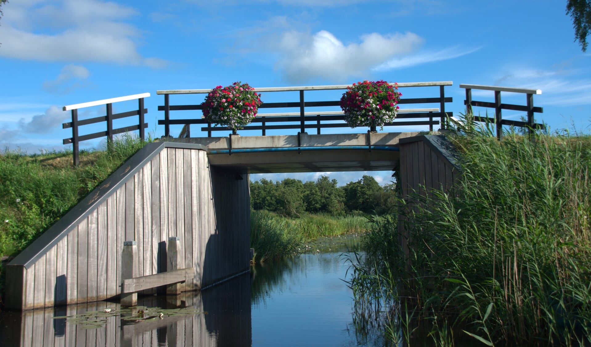 Eén van de bloemenbruggen in Belt-Schutsloot.