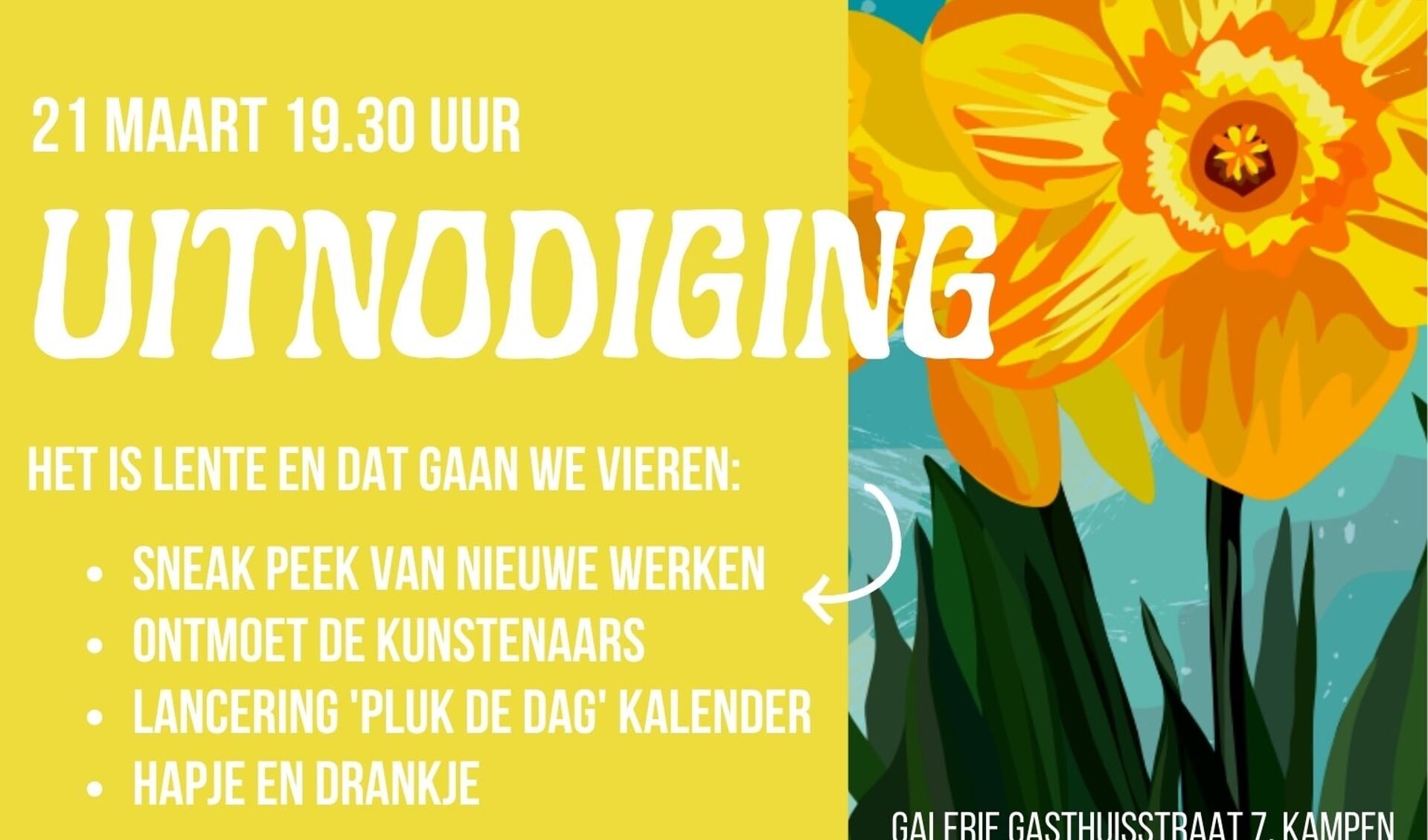 Uitnodiging 'Vier de Lente' bij Galerie Gasthuisstraat Kampen