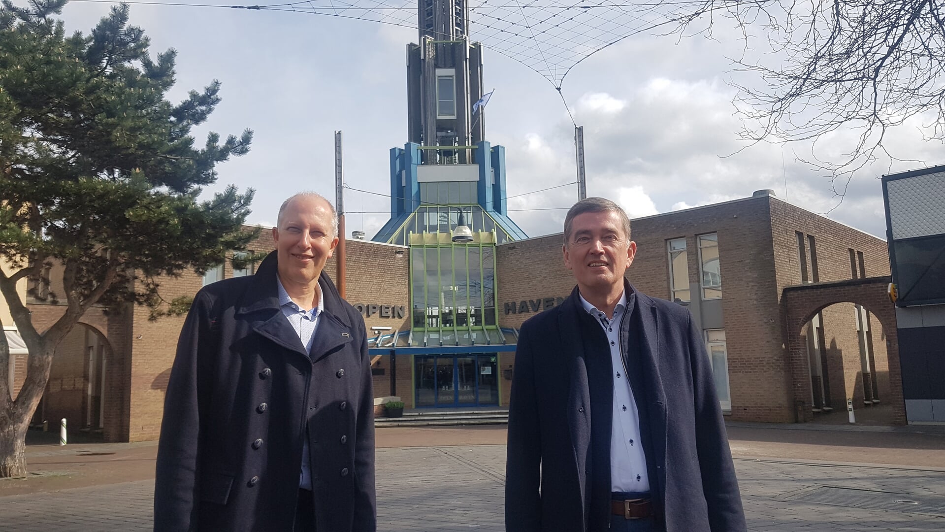 De verantwoordelijke wethouders Steven Scheffer en Erik van de Beld.