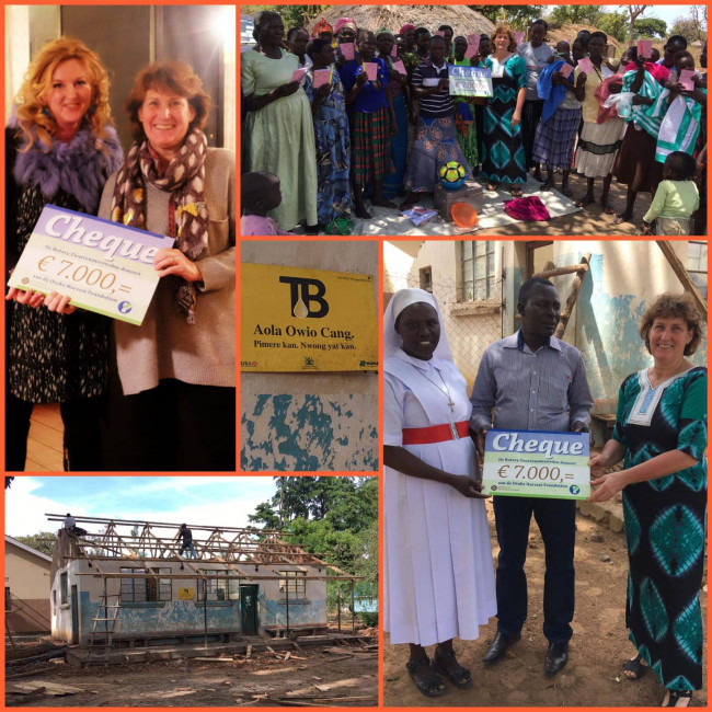 Rotary overhandigt cheque aan Otuke Harvest Foundation