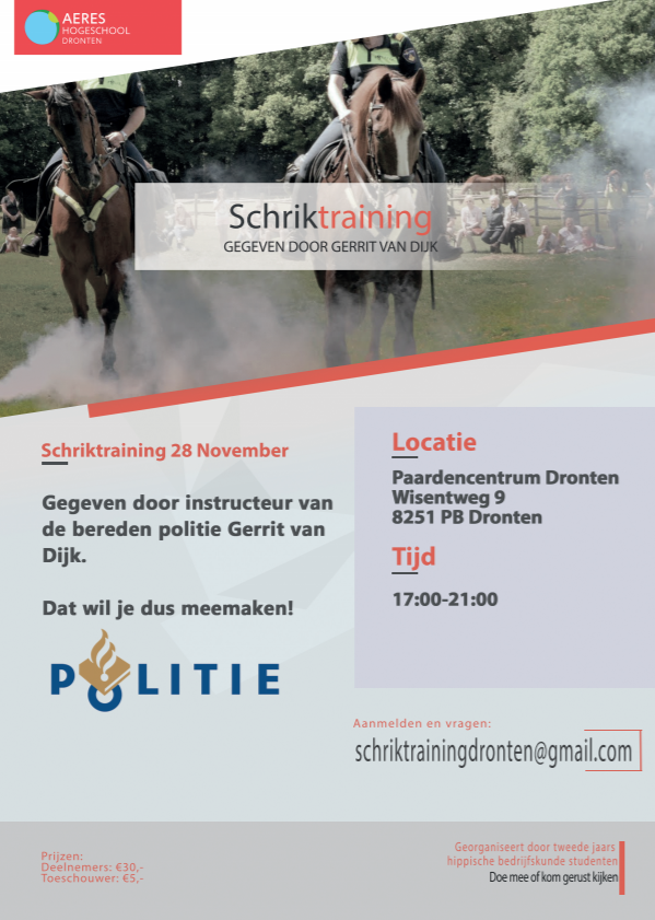 Schriktraining georganiseerd door 2e jaars hippische studenten van de Aeres Hogeschool