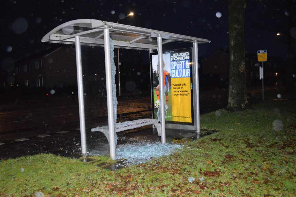 Er werd in Swifterbant onder andere een bushokje vernield.