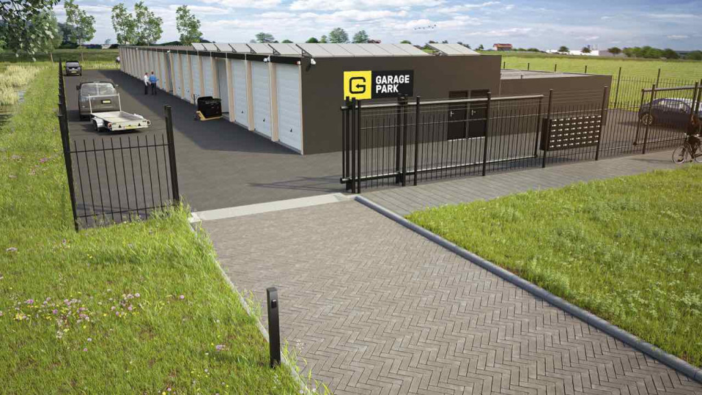 Een tekening van de te bouwen garageboxen.