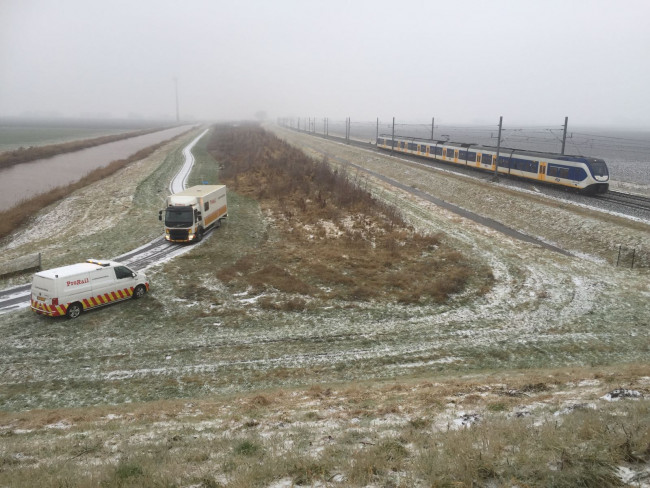 De gestrande trein bij de Oudebosweg.