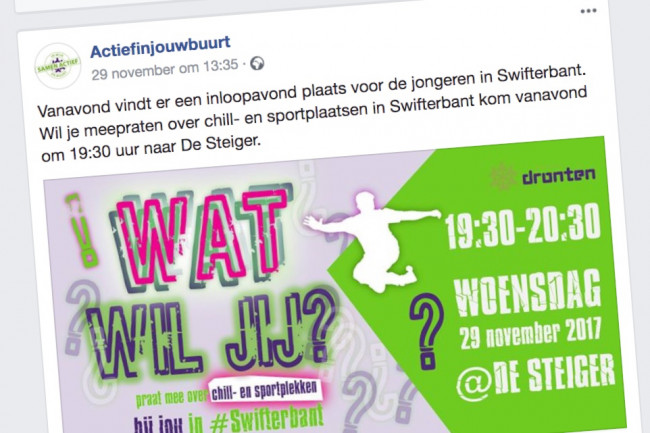 De uitnodiging van de gemeente Dronten.