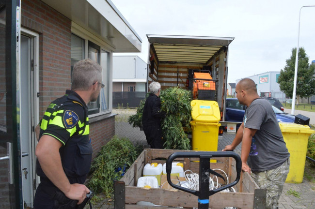 De ontmanteling van een hennepplantage in Swifterbant.