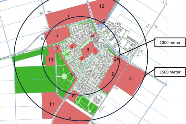 De mogelijke woningbouwlocaties in Swifterbant