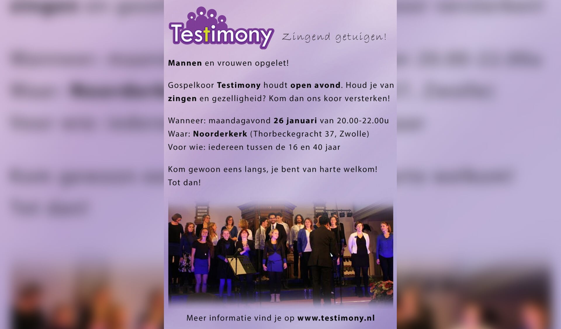 Open repetitie Gospelkoor Testimony