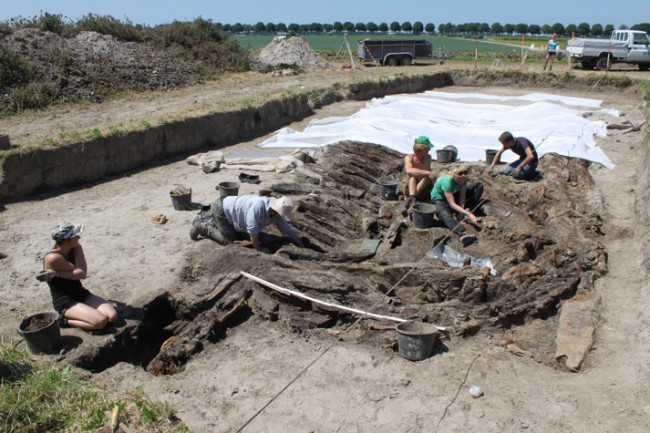 Archeologische opgraving bij Dronten.