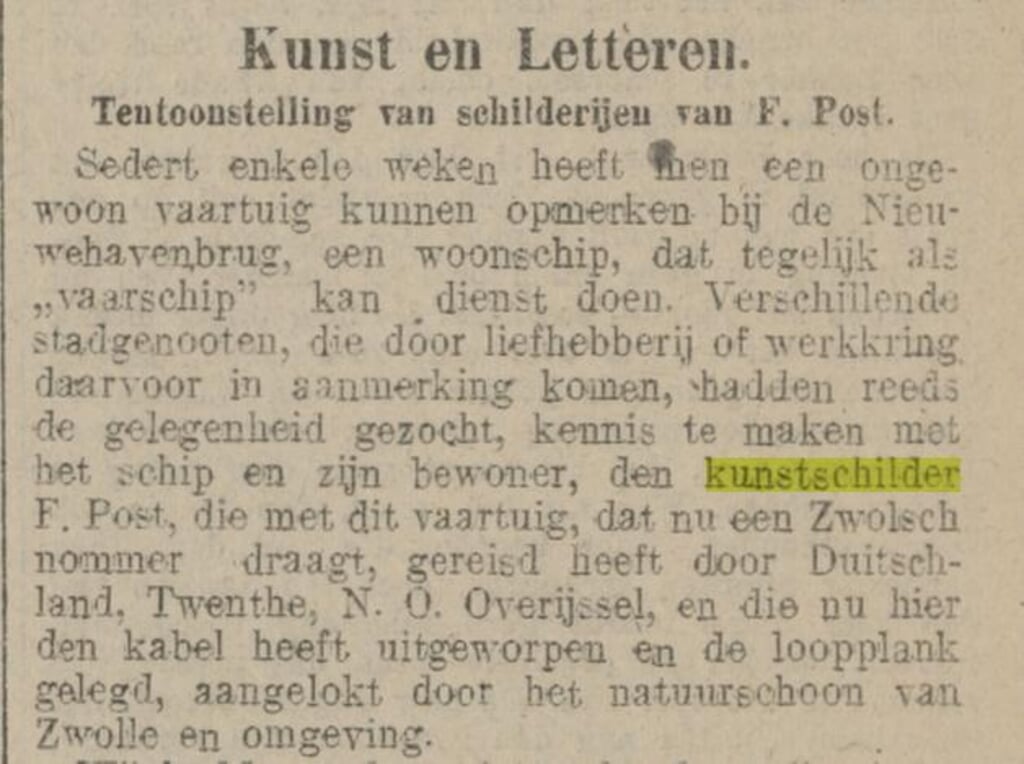 Een stukje uit de 
Provinciale Overijsselsche en Zwolsche Courant van 21 november 1925.