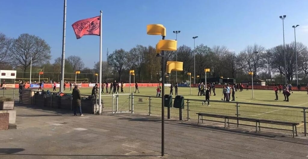 Korfbalboom bij Oranje Zwart op sportpark Marslanden.