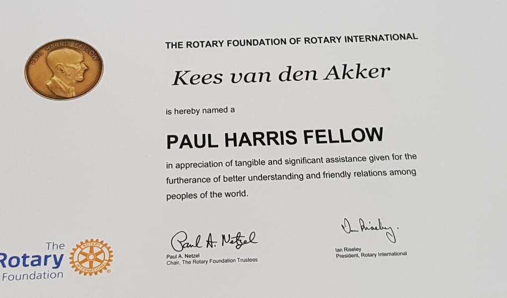 Paul Harris Fellow erkenning