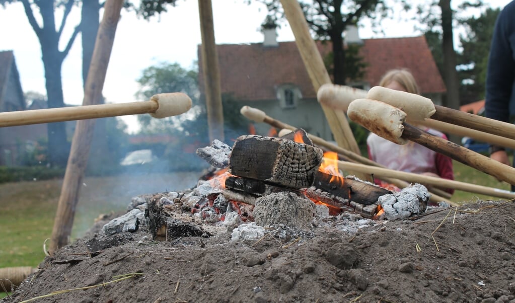 Stokbrood bakken op het kampvuur (archieffoto)