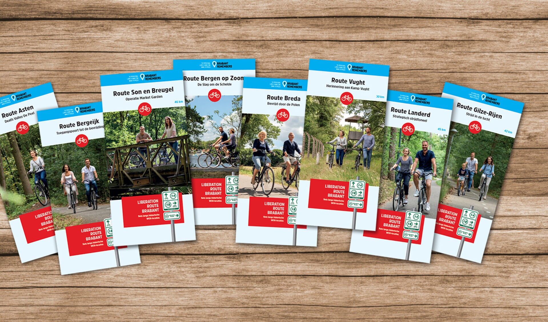 Bij de Liberation Route Brabant zijn acht fietskaarten uitgebracht met de knooppuntroutes, WOII-locaties en verhalen
