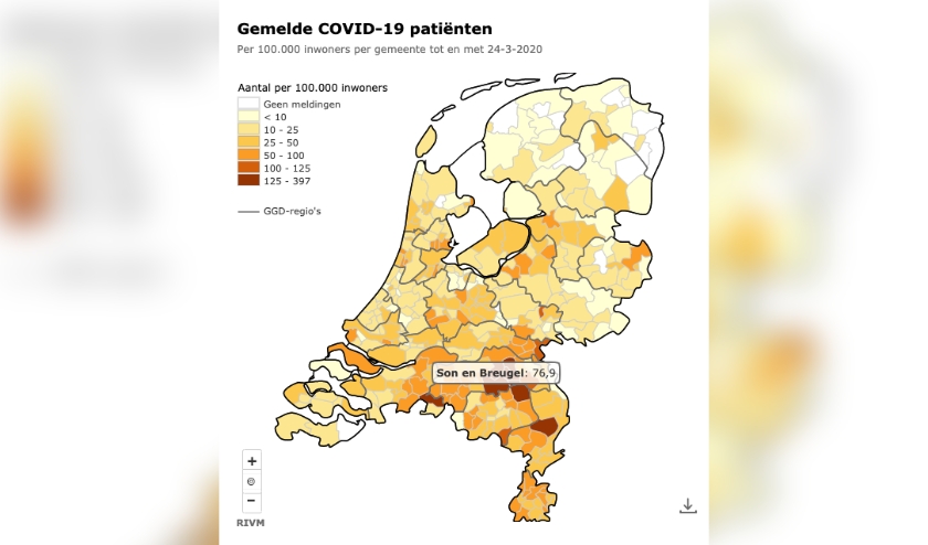 Gemelde COVID-19 patiënten op dinsdag 24 maart | Fotonummer: 4f154f