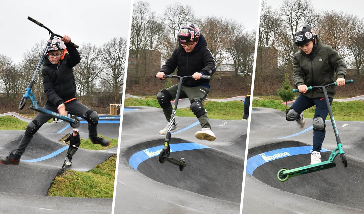 Willem, Chiem en Jack op de pumptrack in Eindhoven (archieffoto)