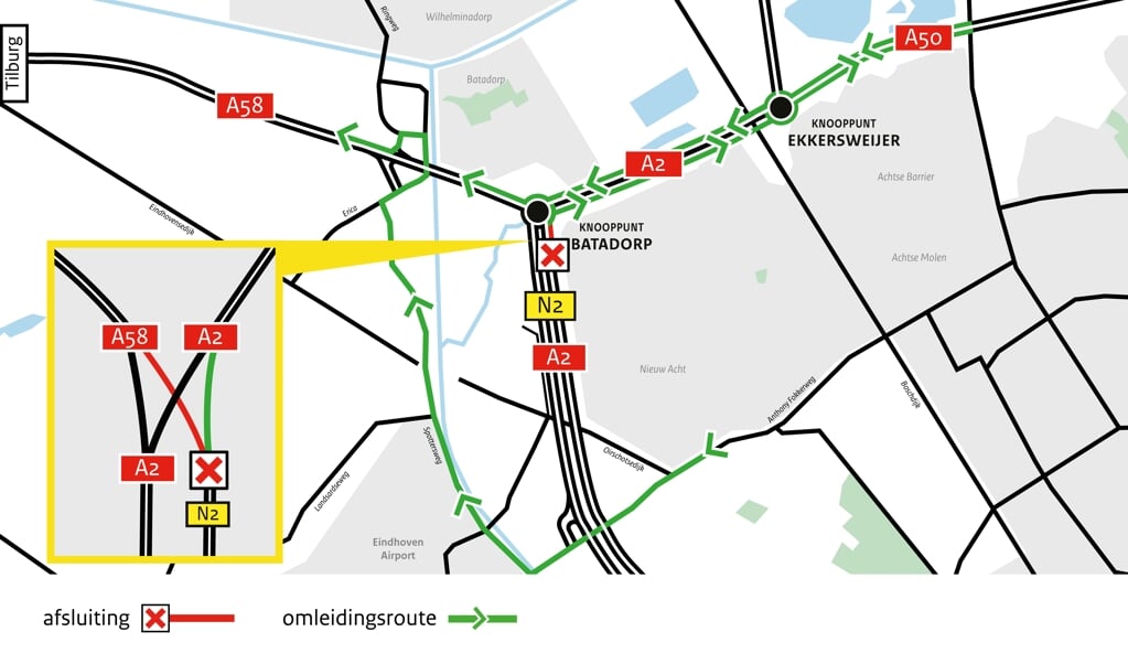 Randweg Eindhoven ter hoogte van knooppunt Batadorp (richting Tilburg) afgesloten