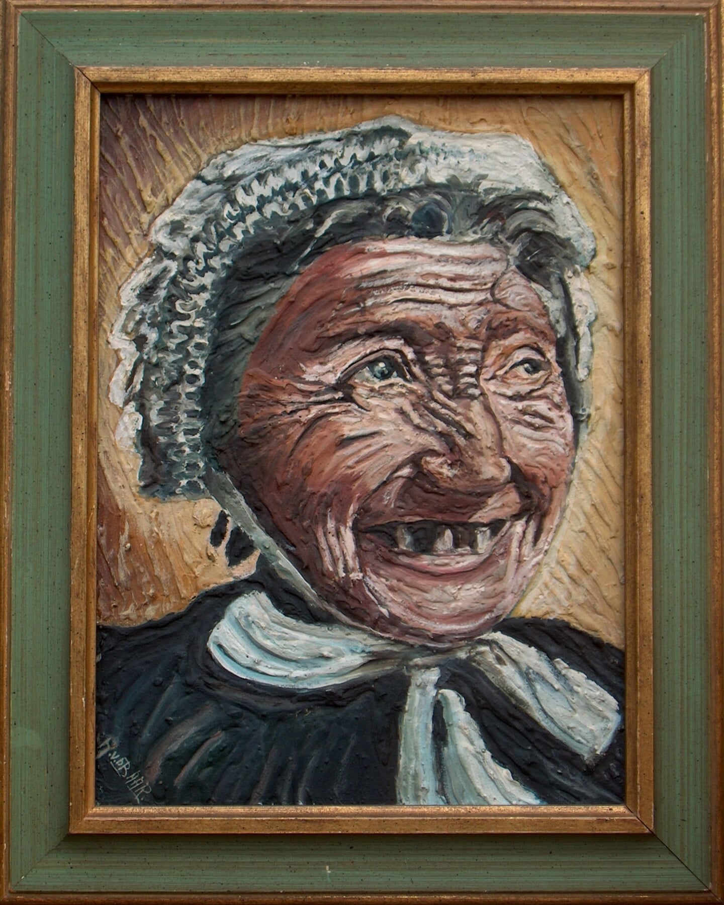 Portret van Mina Poppekop. Geschilderd door Toon van den Baar, Lieshout, naar een foto van Martien Coppens.