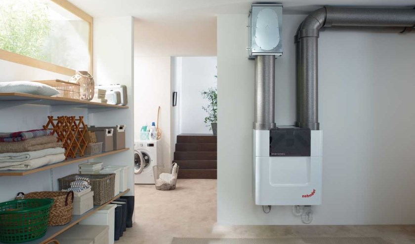 De Zehnder ComfoAir Q ventilatie unit (dit is niet de opstelling in het NeroZero-lab-red.)