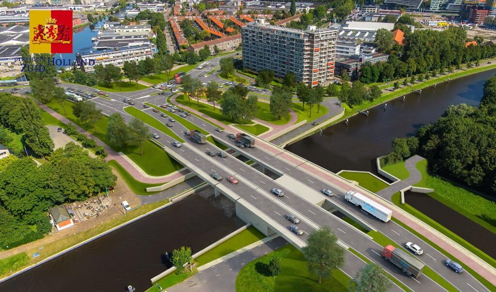 Het duurt nog een paar jaar maar zo komt de Lammenschansbrug er uit te zien. Foto: Provincie Zuid-Holland