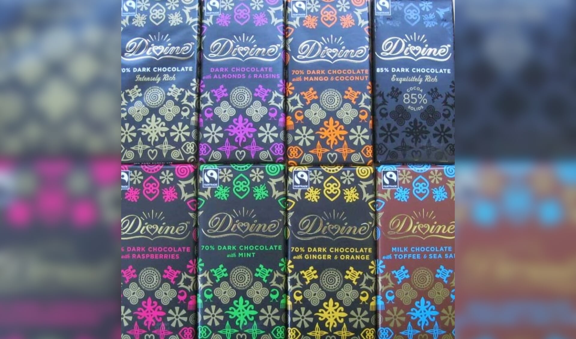 Divine-chocolade met de Adinkra symbolen 