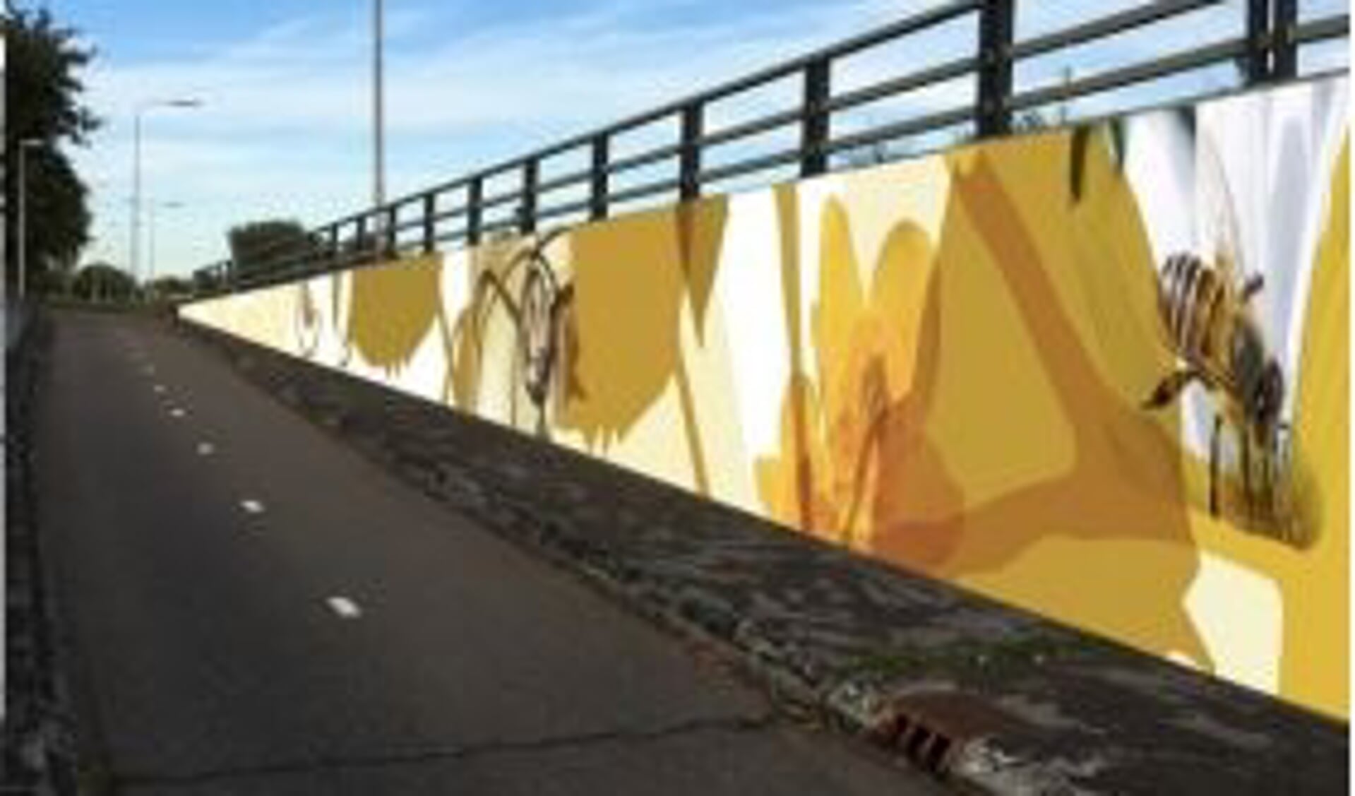 Impressie van de muurschildering die begin juli in de tunnel onder de Veurseweg wordt aangebracht. Foto: gemeente Voorschoten