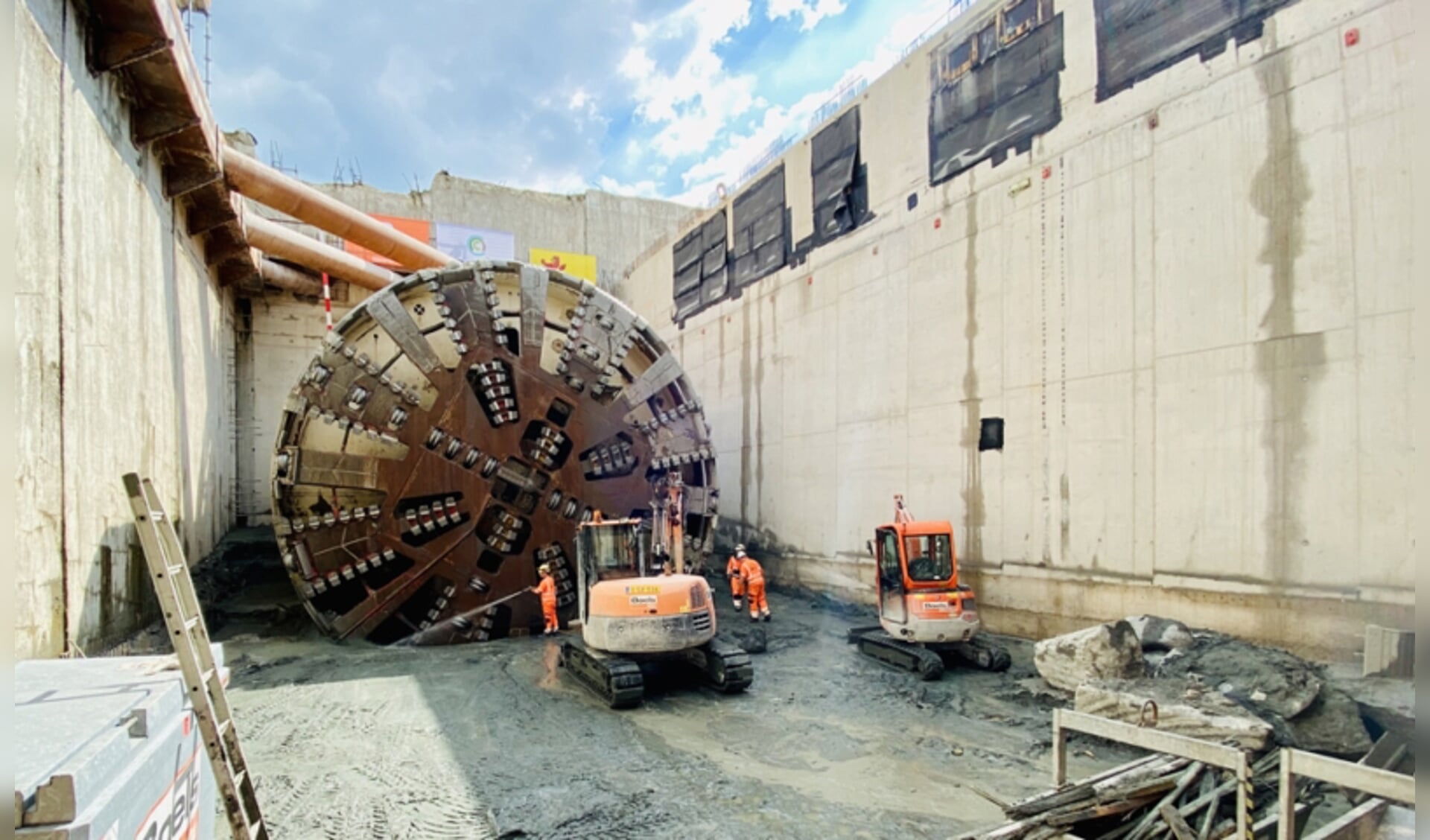 De werkzaamheden aan de tunnelboormachine zijn vertraagd. Foto: Rijnlandroute.nl 