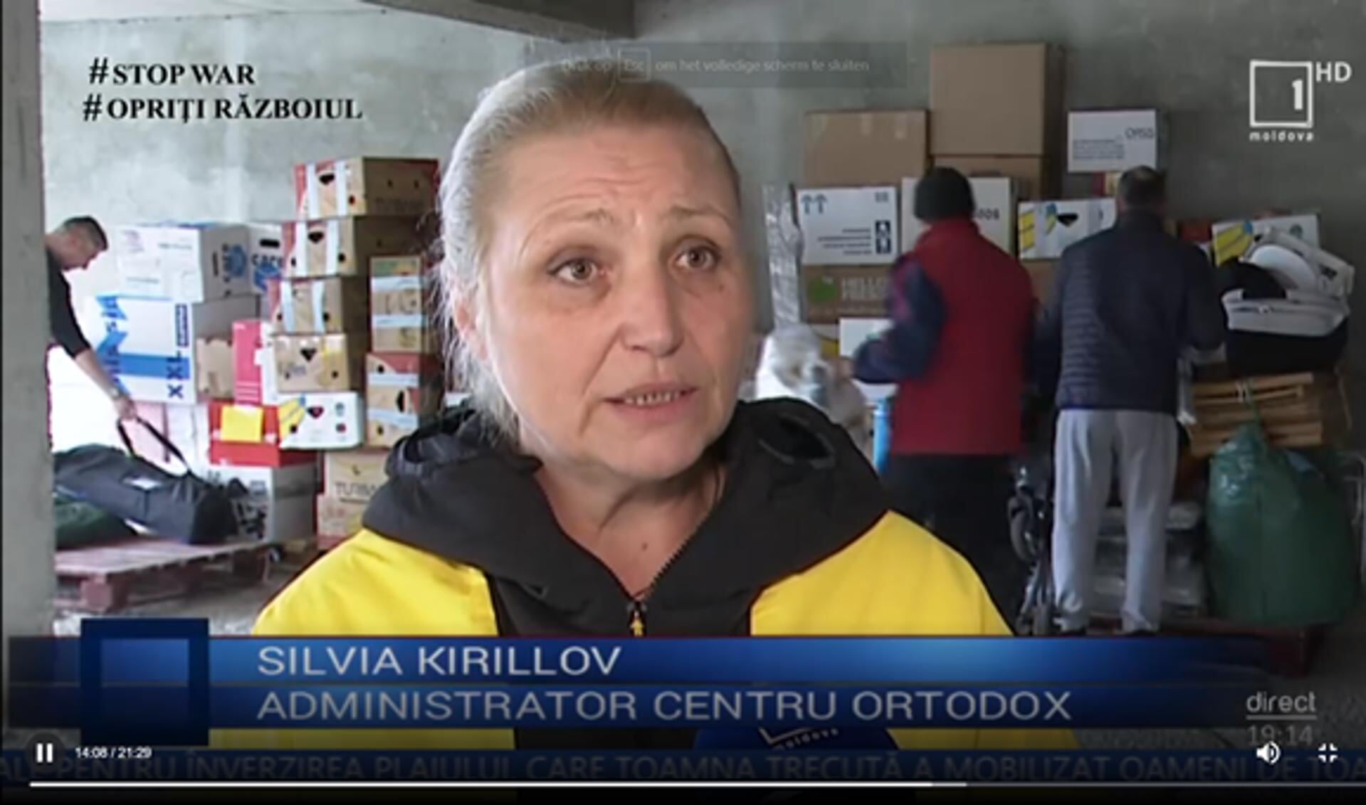 De Moldavische televisie kwam langs om verslag te doen van het hulpkonvooi uit Nederland en interviewde Silvia