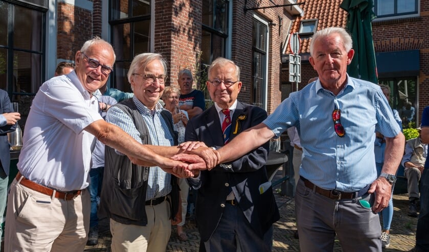 Vier voorzitters, vlnr Kees Prudhomme, Hans Timmerman, Cees Bijloos en Jan van Leeuwen