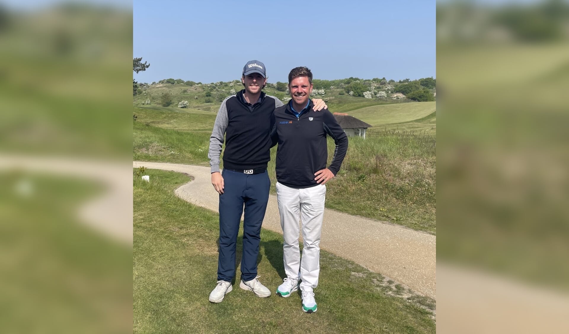 Tm (l) werd afgelopen weekend landskampioen met zijn team bij de Koninklijke Haagsche Golf- en Countryclub. De Voorschotenaar wil prof worden net als oom Eduard (r). Foto: PR