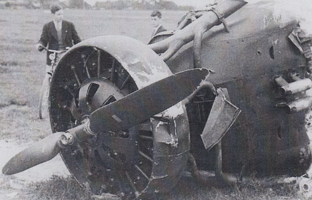 Luis is looking at a downed German Aircraft. Photo: British School in the Netherlands