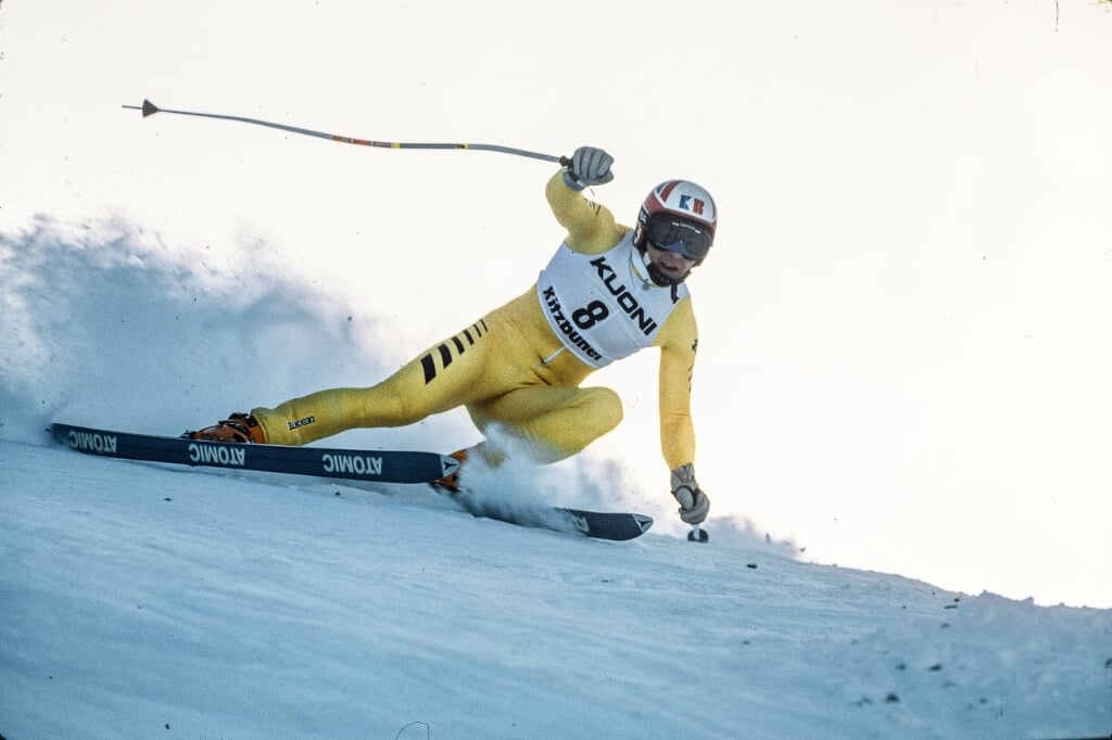 1983 - The Kiztbuhel World Cup Downhill race in Austria. Photo credit: Hans Bezard. 