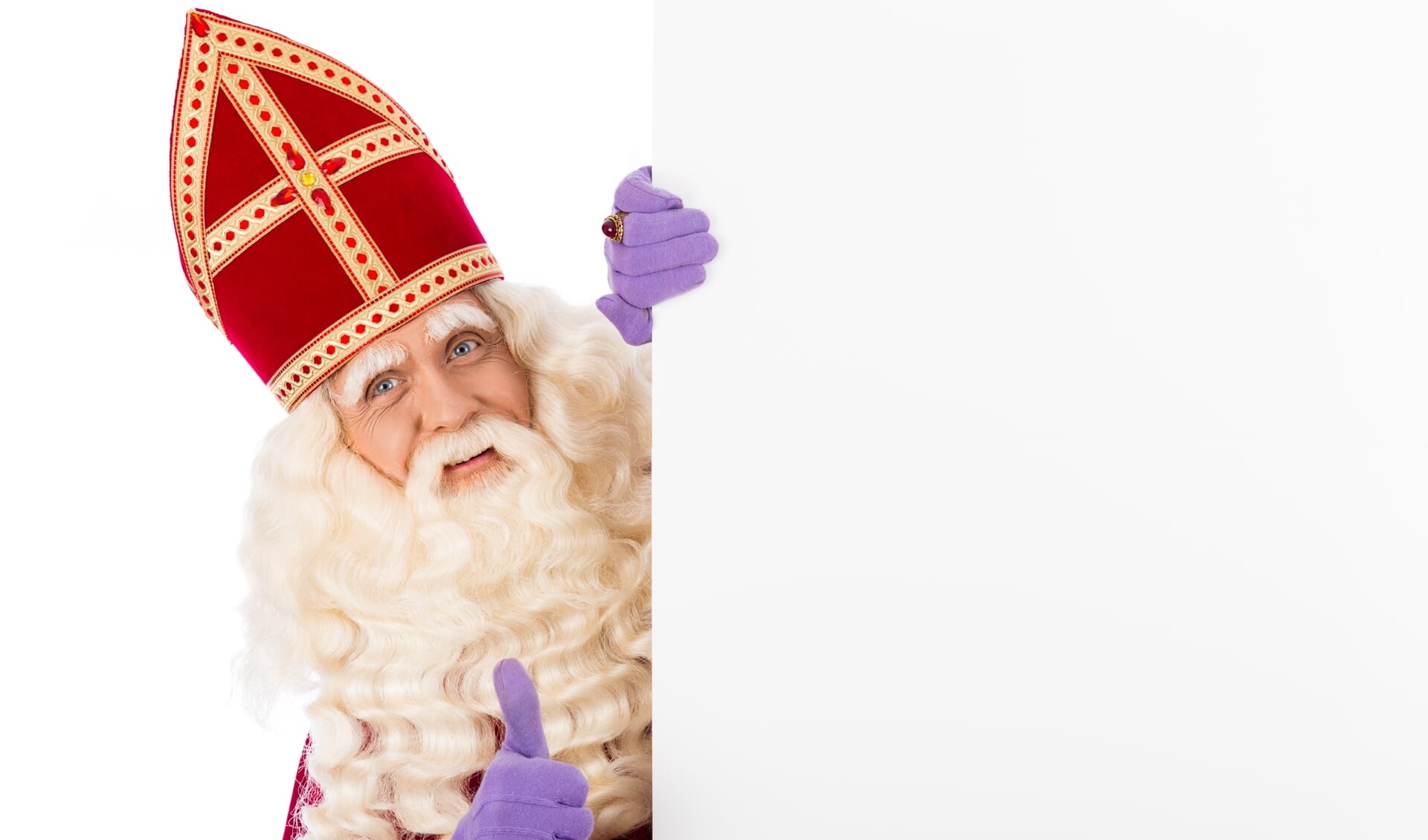 Sinterklaas with whiteboard. isolated on white background. Dutch character of Santa Claus