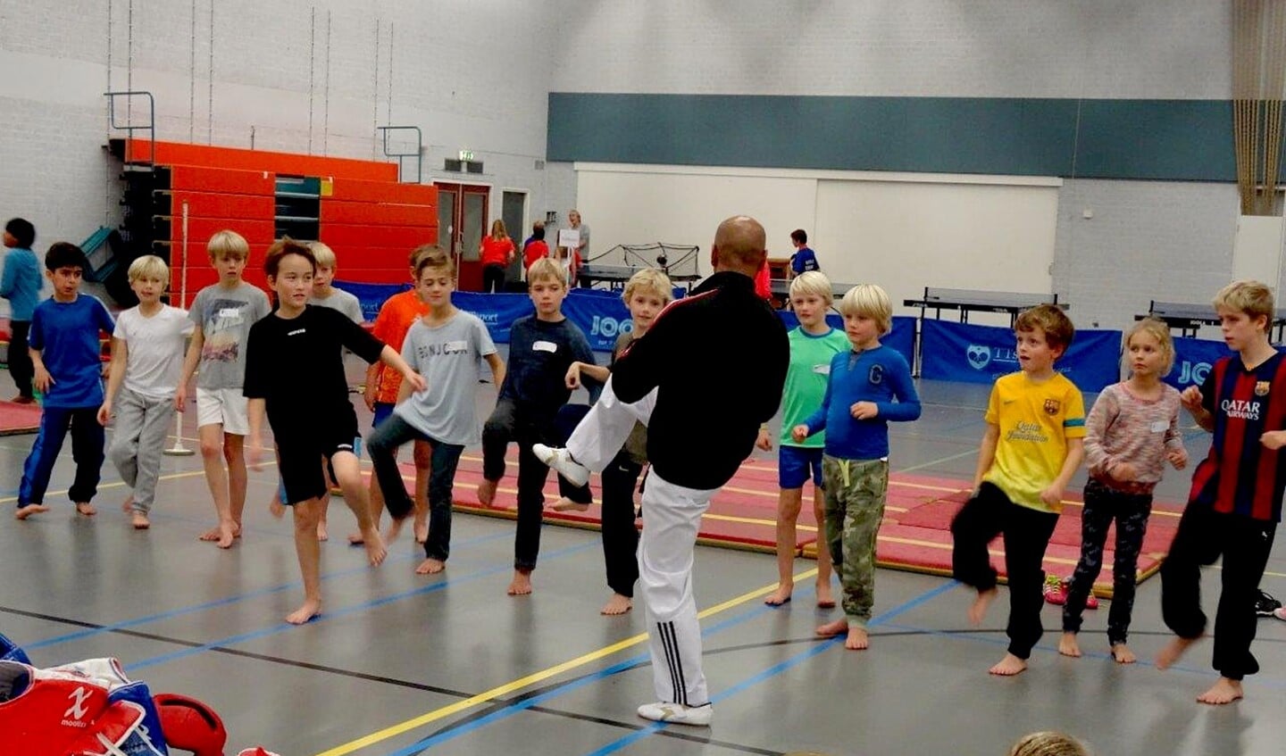 Taekwondotraining in sporthal Essesteijn (foto: Ap de Heus).