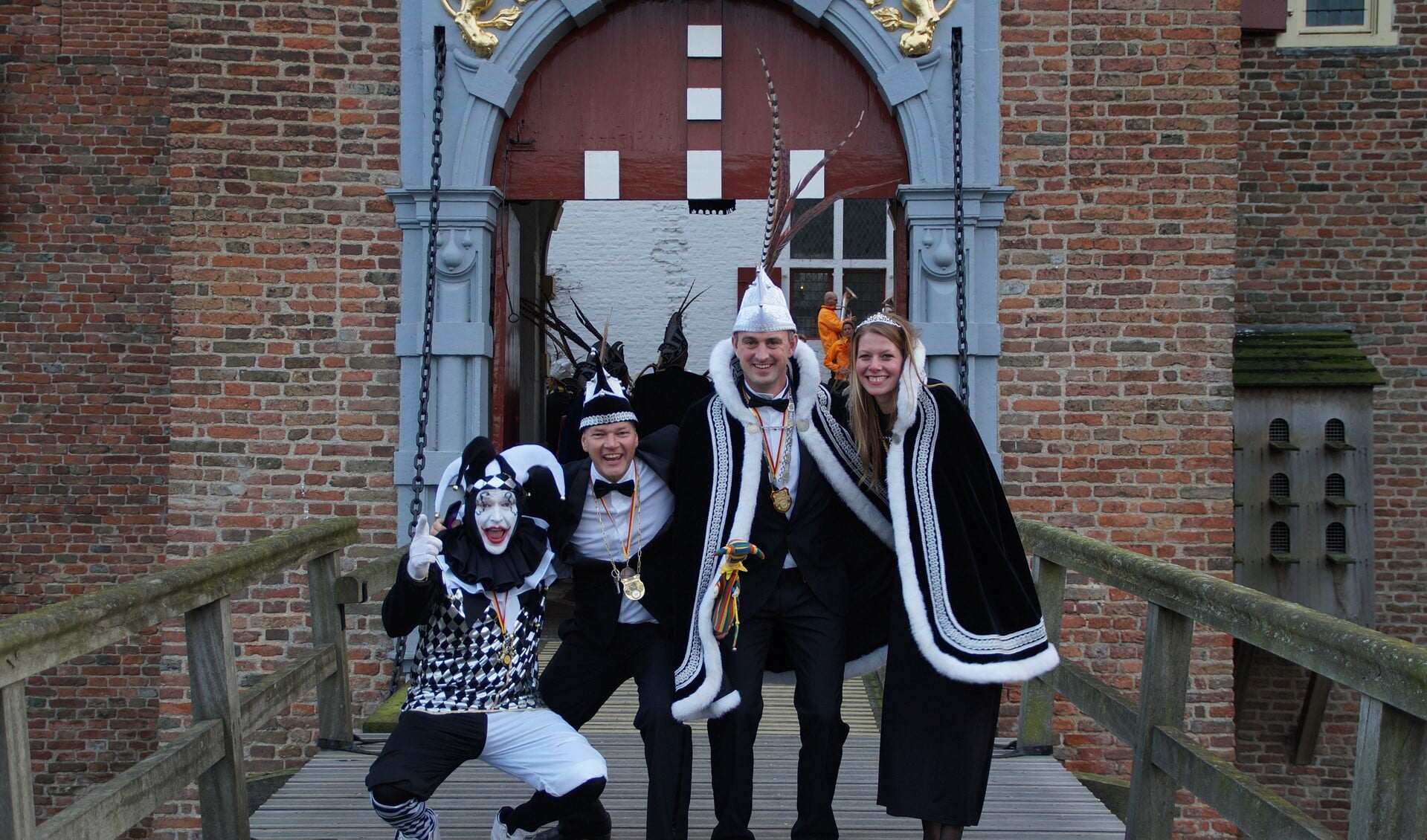 Het viertal dat het carnaval in Stompwijk gaat leiden (Barry de 1e staat 2e van rechts).