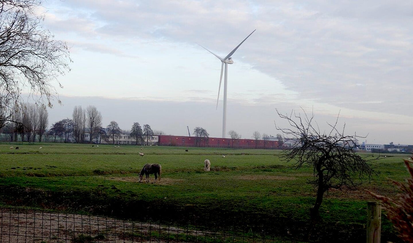 De windturbine in de Vlietzone (foto: Ap de Heus).