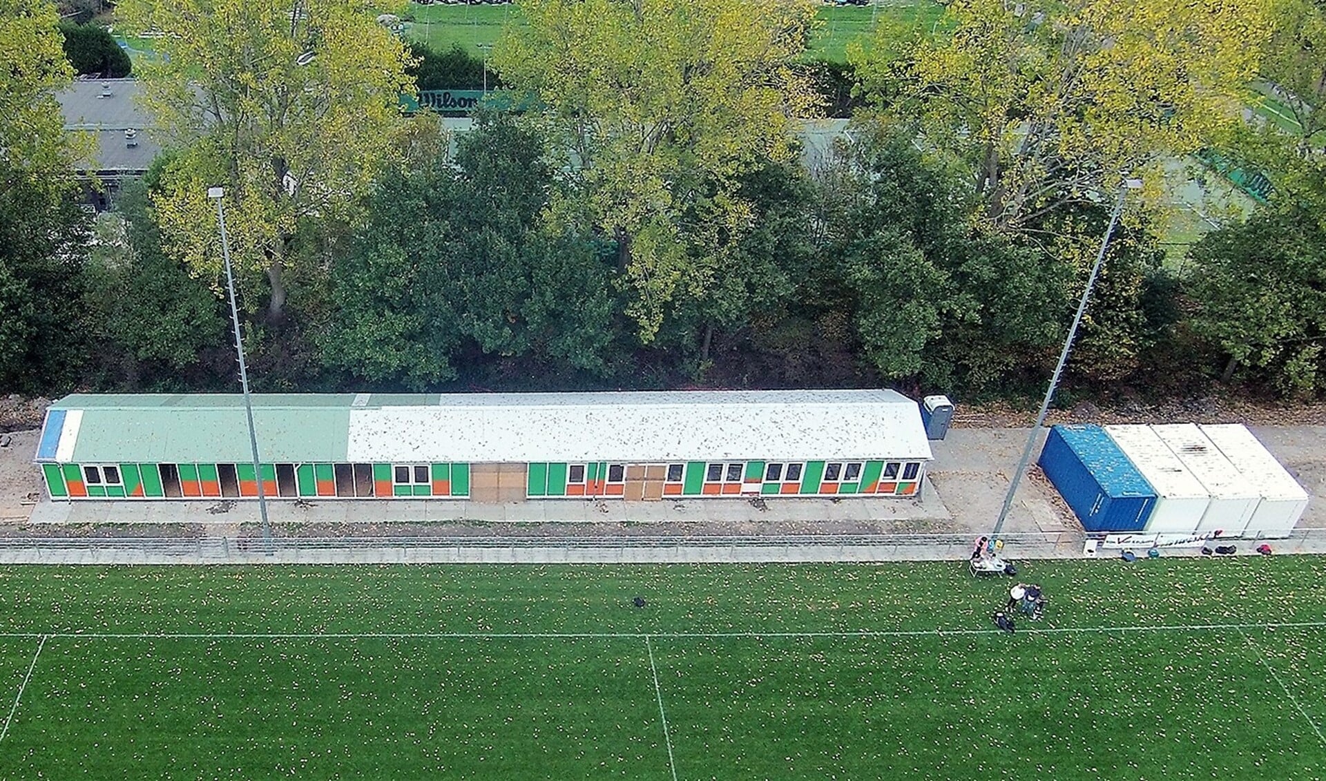 Het clubhuis van de Voorburgse Rugbyclub op Sportpark De Star in Leidschendam (foto: pr VRC).