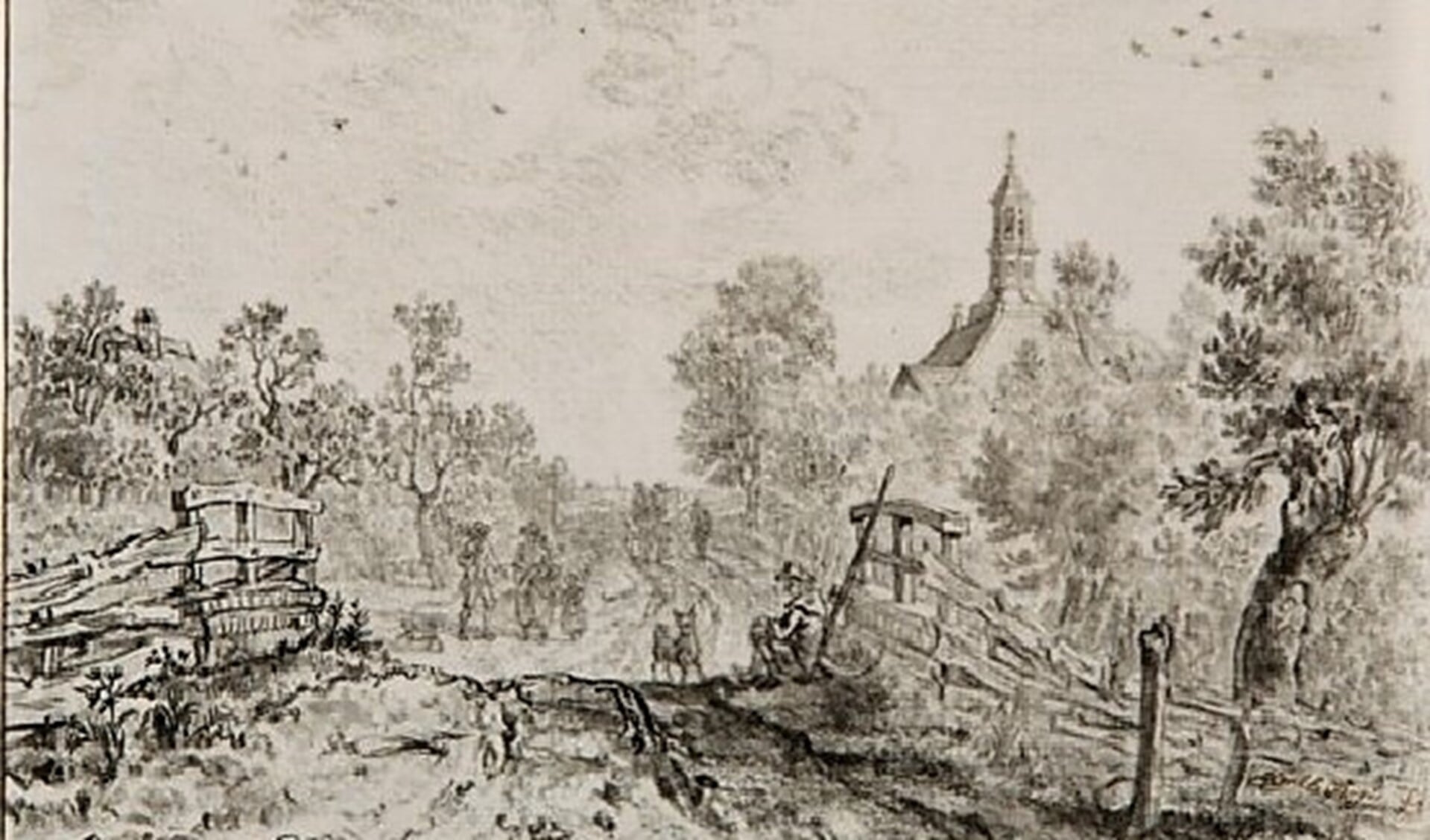 Veenweg bij bruggetje richting Wilsveen anno 1770.