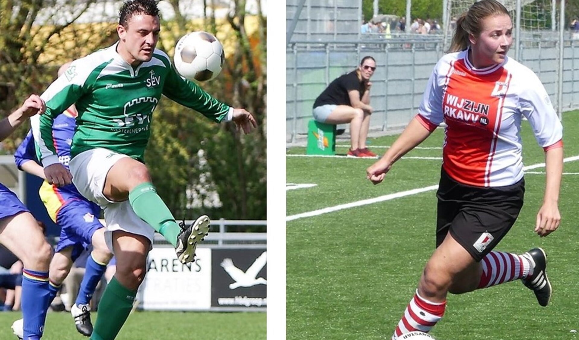 Nikita v.d. Wijngaard ziet toe. Francis Koning (RKAVV; 1e goal na blessureleed) & Milan van der Veer (SEV) scoorden (foto's: Jack v.d. Hulst & Rik Driessen).