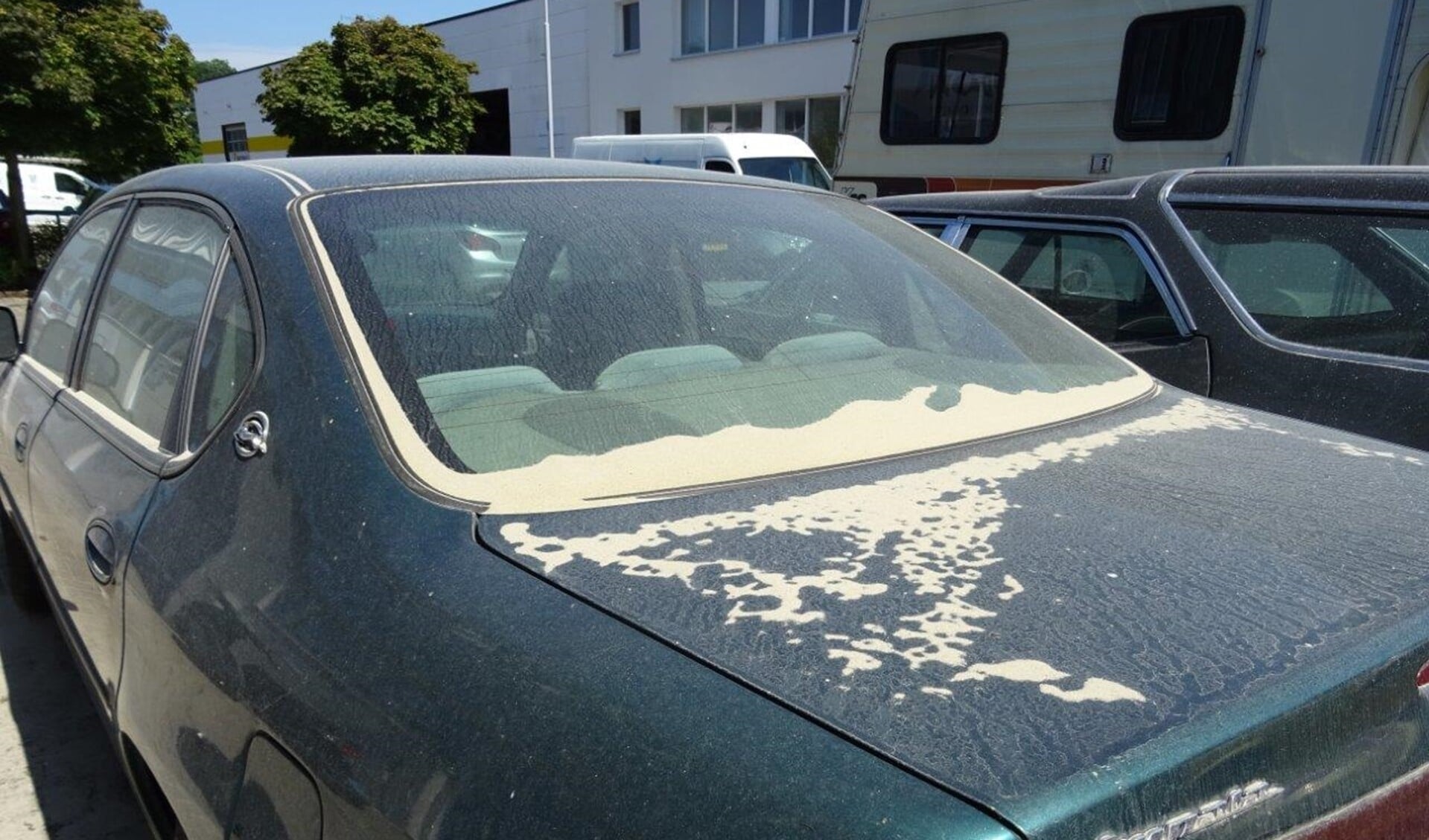 Binnen een dag ligt er een dikke laag zand op de auto's (foto: Ap de Heus).