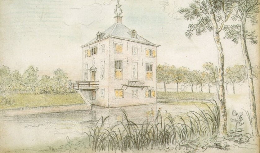 Christiaan Huygens, Hofwijck met gele luiken en een duiventil, 1658. Universiteitsbibliotheek, Leiden.