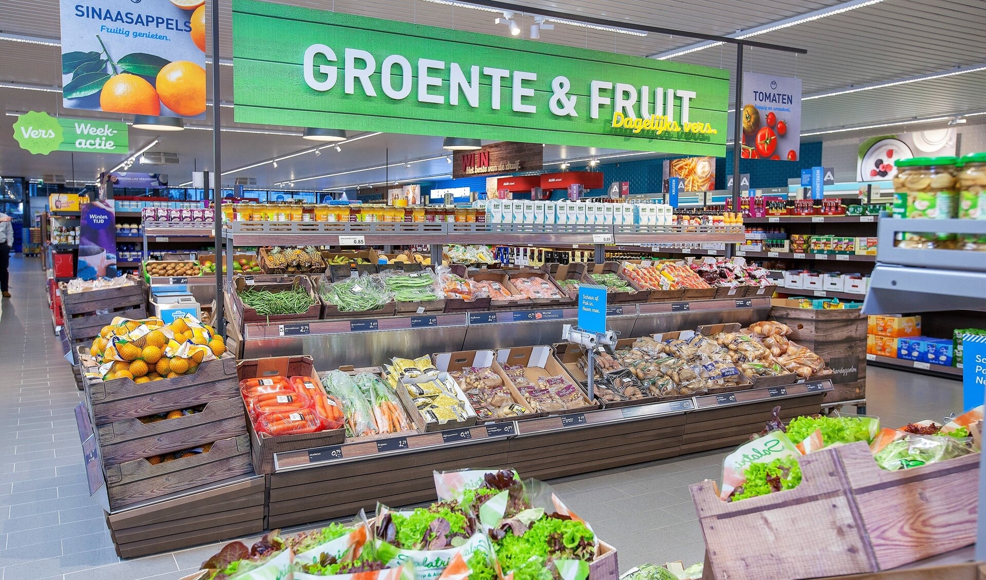 De afdeling Groente en Fruit in de vernieuwde Aldi Leidschendam (foto: pr).