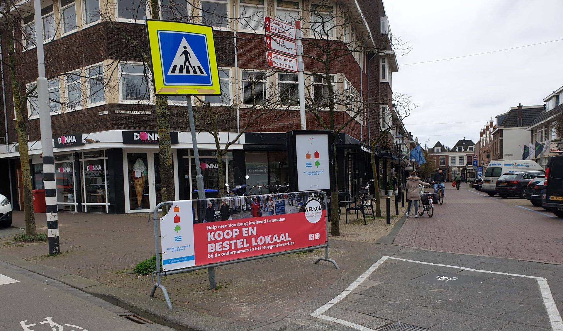 Oproep om lokaal te kopen en t bestellen in het Huygenskwartier in Voorburg (foto: pr).
