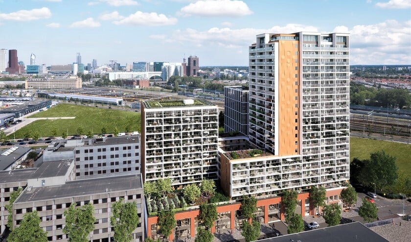 Artist impression Staedion van het nieuwe complex aan de Pegasusstraat in De Binckhorst.
