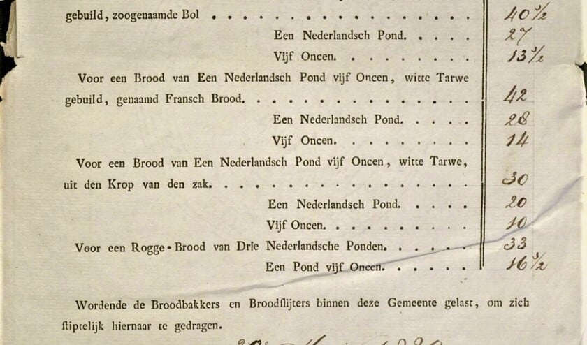 Op 30 mei 1929 legde de gemeente Veur de broodprijs aan banden, getuige dit document.
