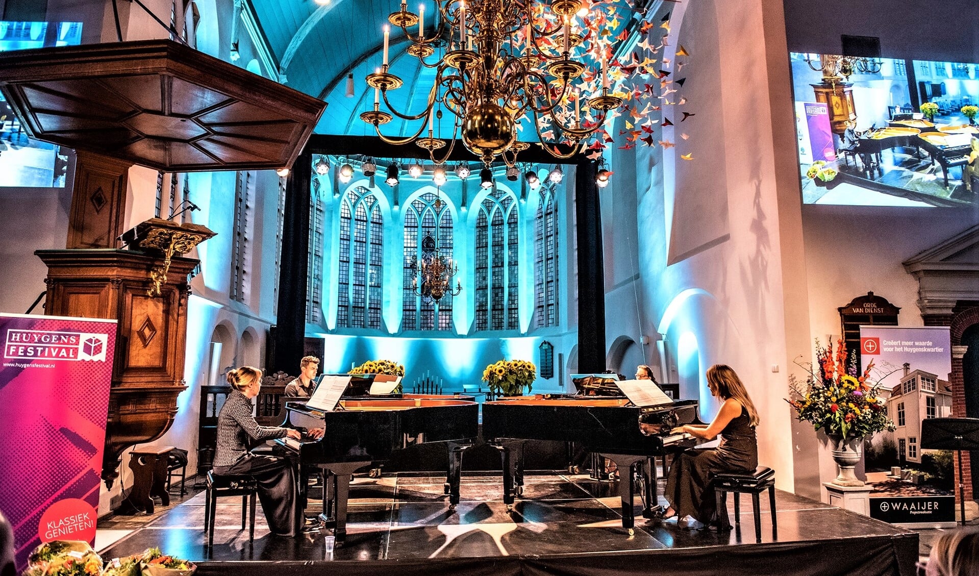 Het Rondane Kwartet nam het publiek op vier vleugels twee uur lang mee in ’Lemniscaat’ van de Nederlandse componist Simeon ten Holt (foto: Michel Groen).