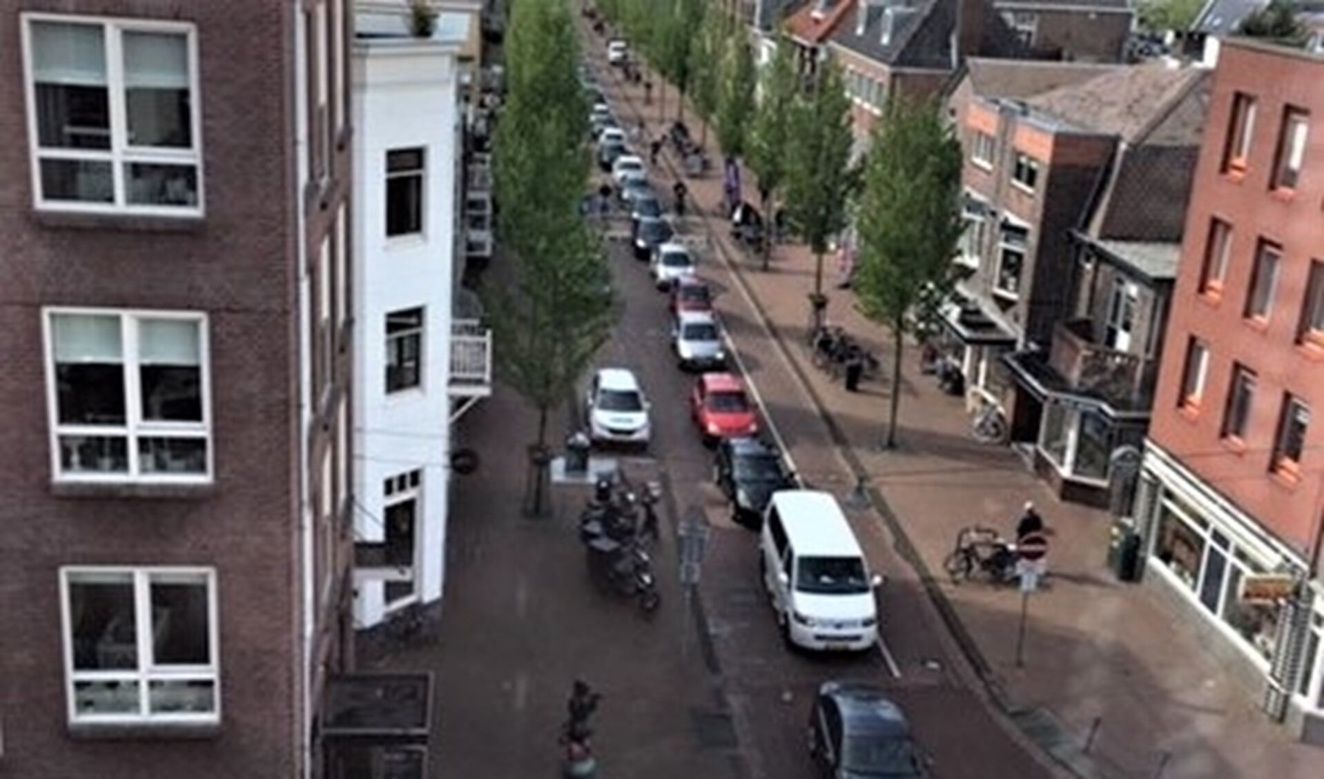 Damlaan vol auto's (foto: Vereniging Eigenaren Nieuw Damplein).