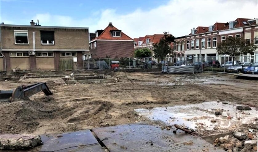 De bouwplaats van het nieuw te bouwen IKC Heeswijk aan de Heeswijkstraat in Voorburg (foto: gemeente LV).