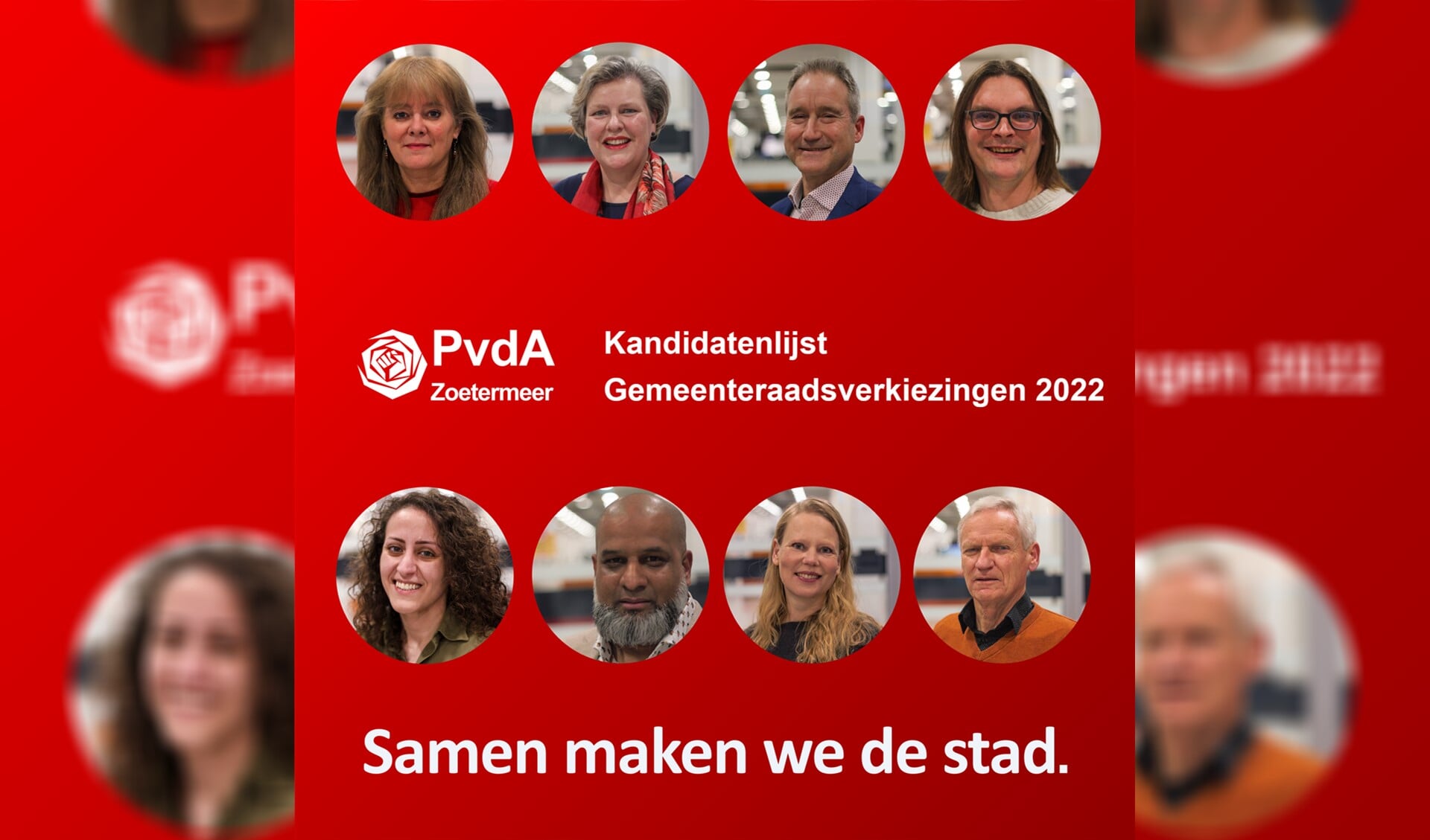 Kandidatenlijst van de PvdA. 